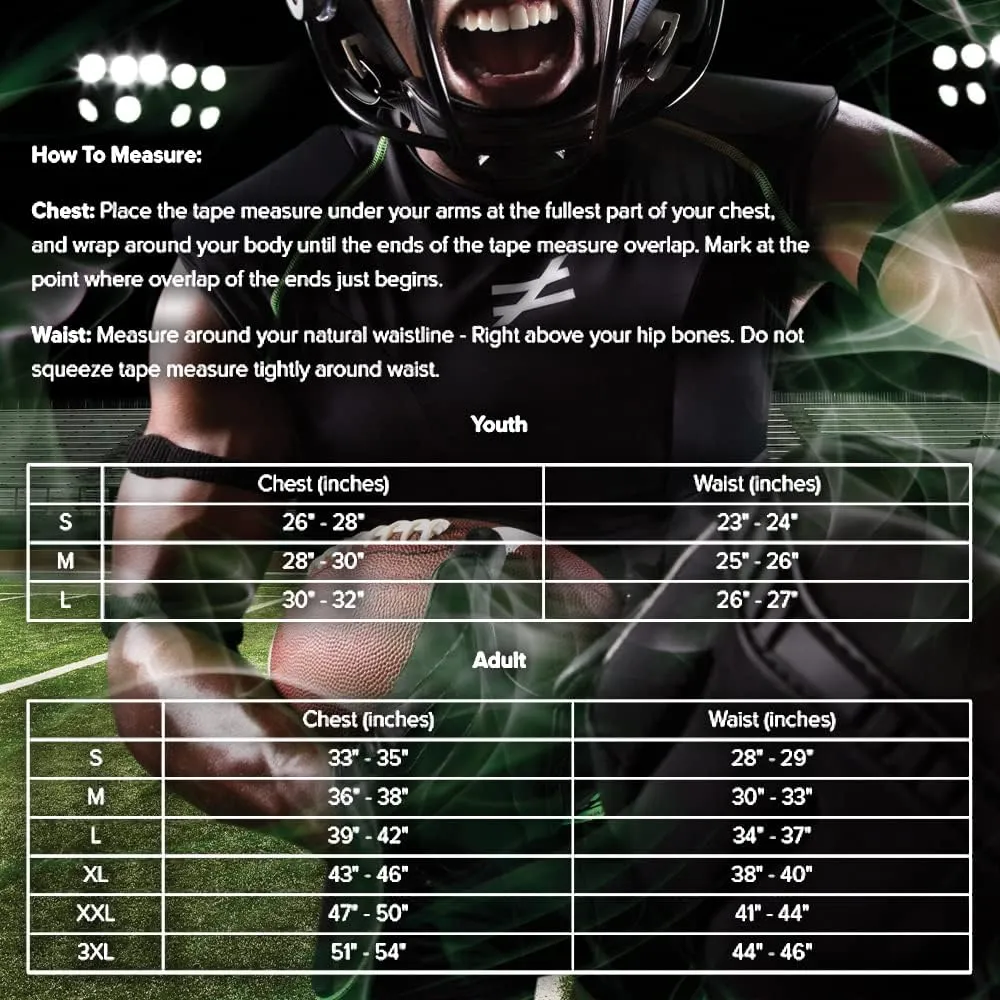 Unequal Invincible Padded Compression Shirt with Rib & Shoulder Protection for Football (Youth Sizes)