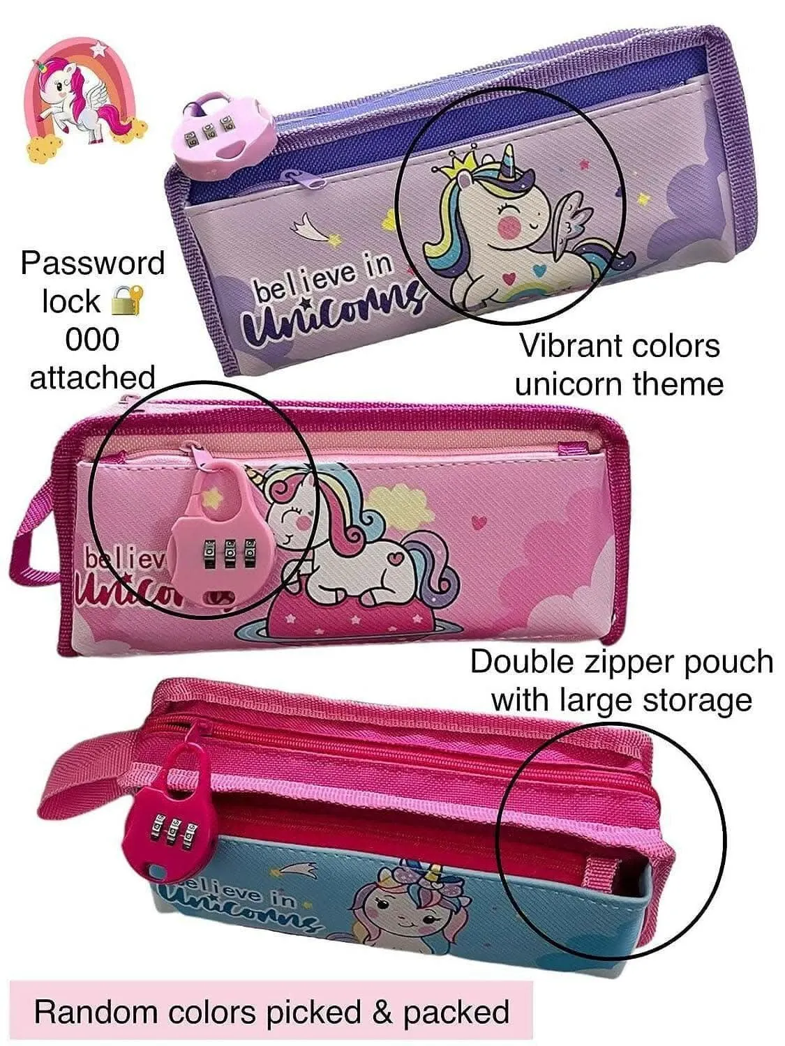 Unicorn Theme Lock Pouch For Kids
