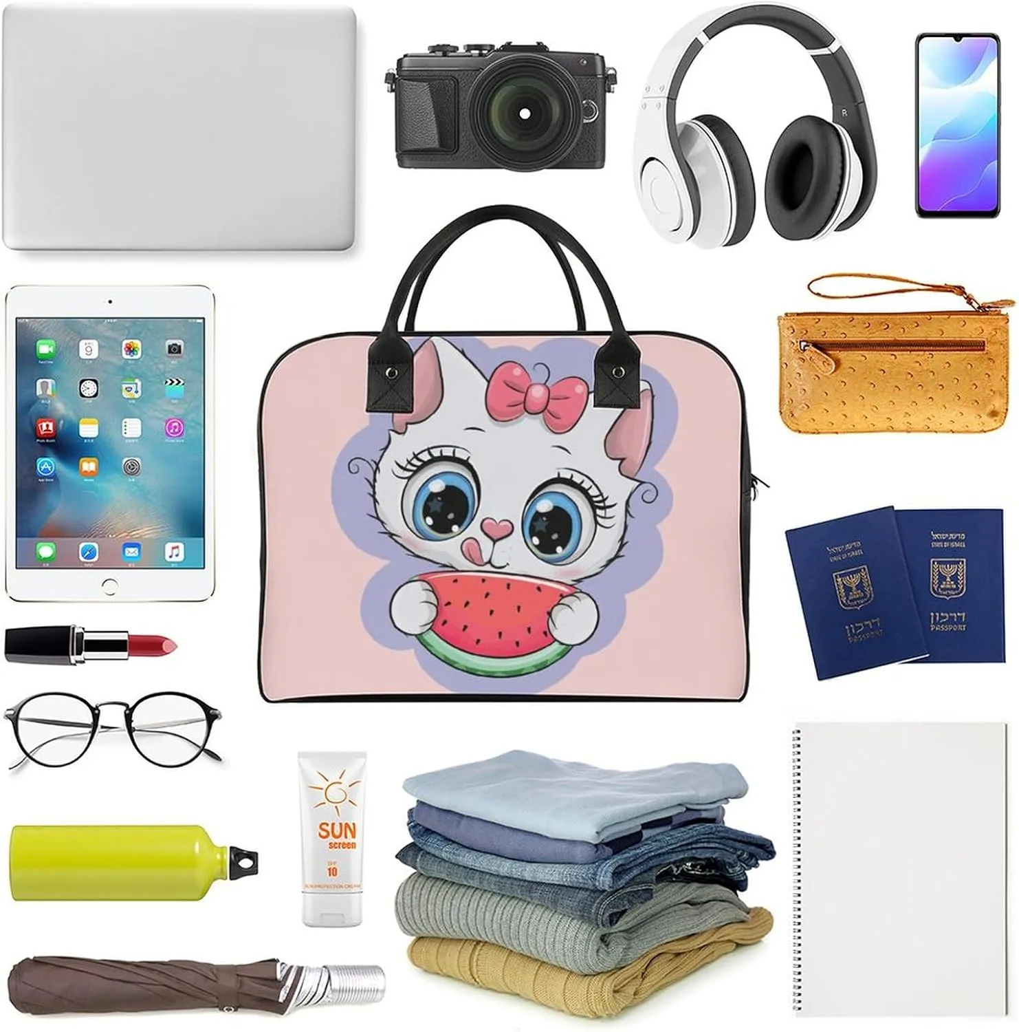Unisex Casual Nylon Cute Panda Elegant Handbag for Traveling 13" X 19" X 8"