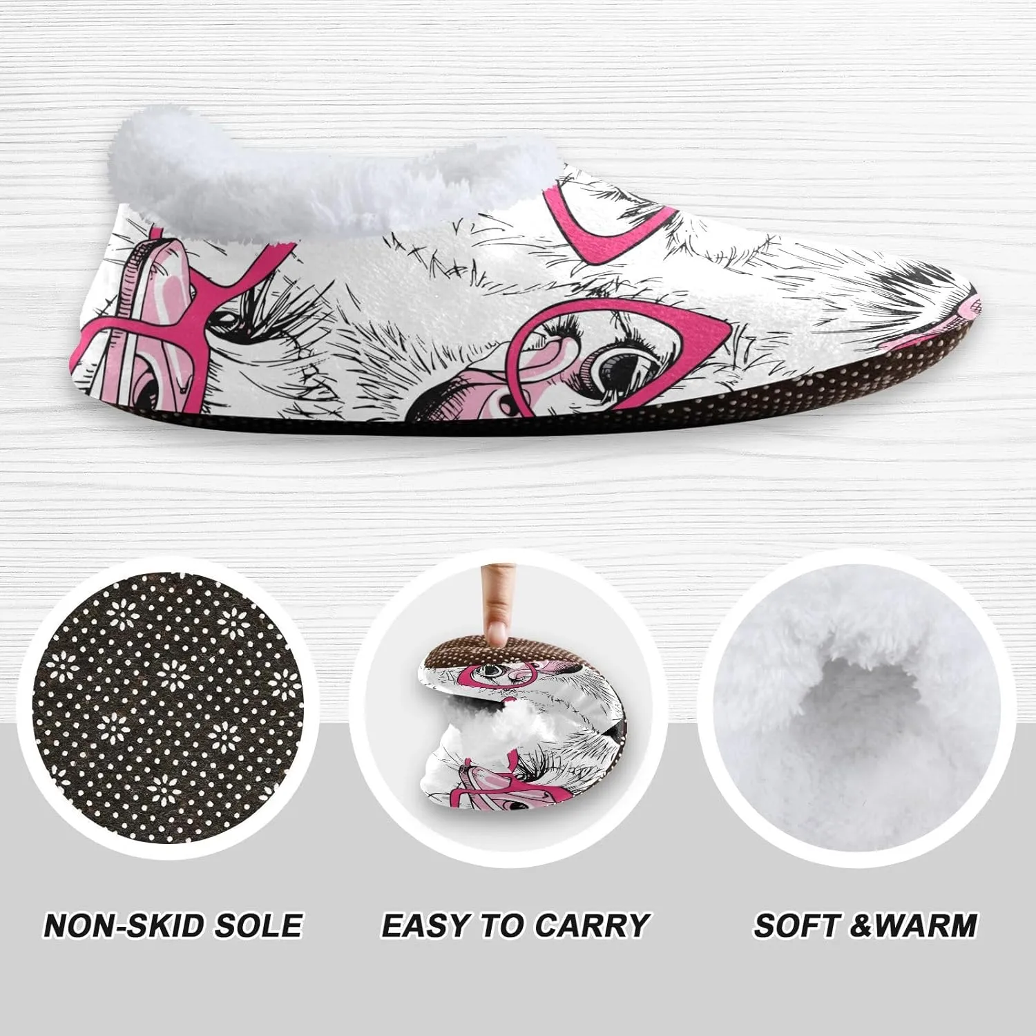 Unisex Slipper Funny Ostriches Coral Fleece House Slipper Anti-Skid Indoor Socks House Shoes for Men and Women