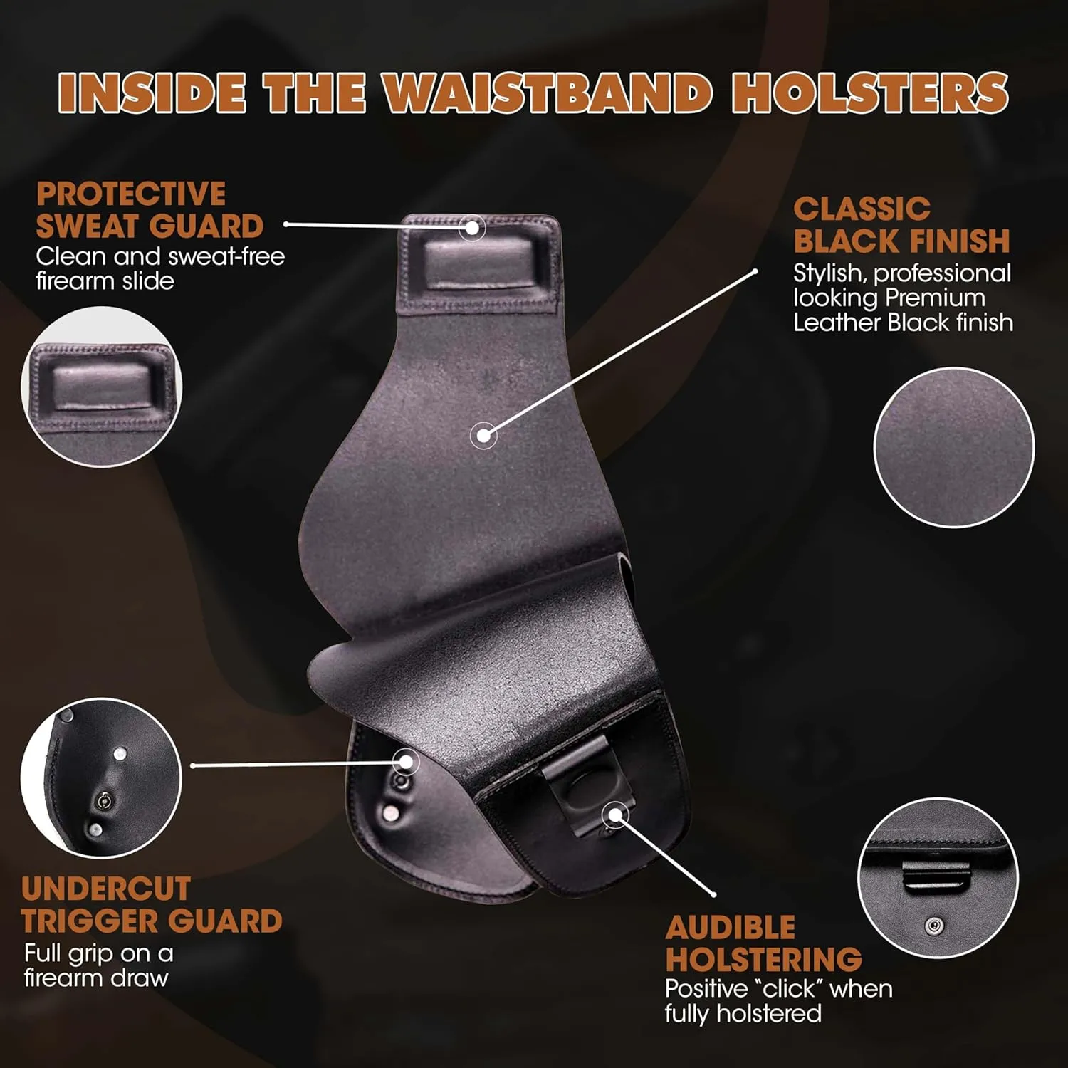 Urban Carry LockLeather G3 Gun Holster – Black | Leather/Polymer Hybrid Design with Secure 2" Clip | Fits 1911, Glock, Sig Sauer, Beretta, Smith & Wesson, Springfield & More