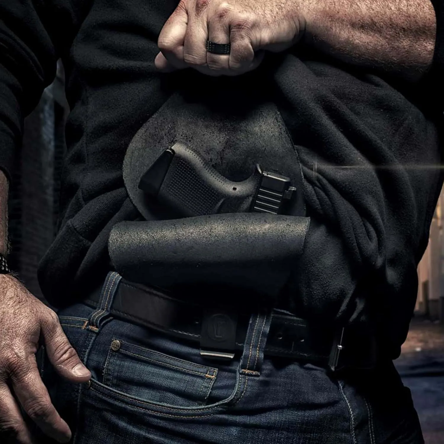 Urban Carry LockLeather G3 Gun Holster – Black | Leather/Polymer Hybrid Design with Secure 2" Clip | Fits 1911, Glock, Sig Sauer, Beretta, Smith & Wesson, Springfield & More