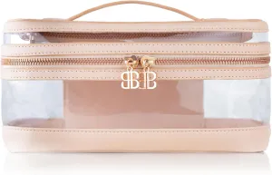 Vanity Bag - Clear Toiletry Bag With Vegan Leather Exterior & Faux Suede Lining - Clear Travel Bag for Beauty Tools & Essentials