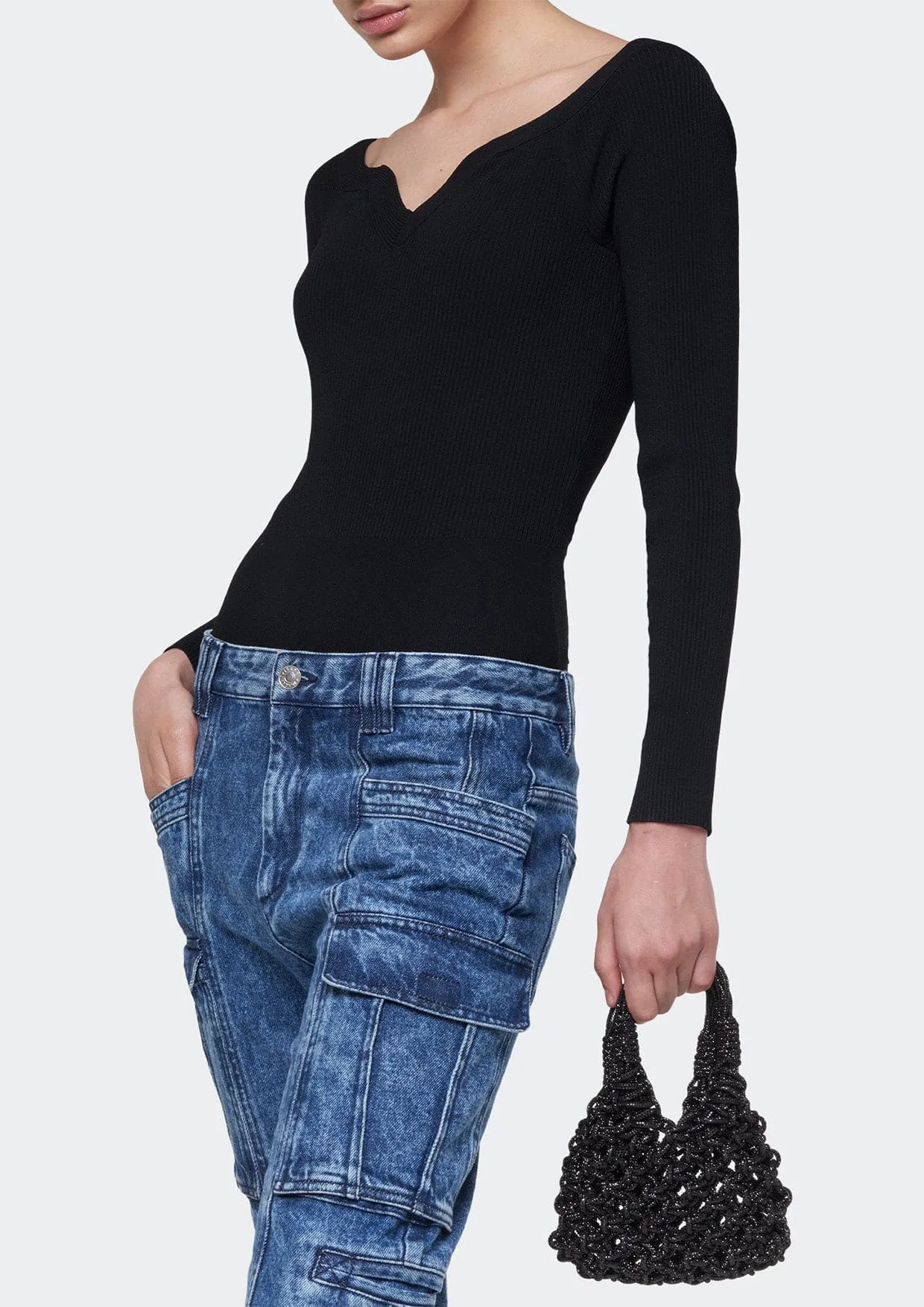 Vannifique Mini Crystal-Studded Woven Handbag