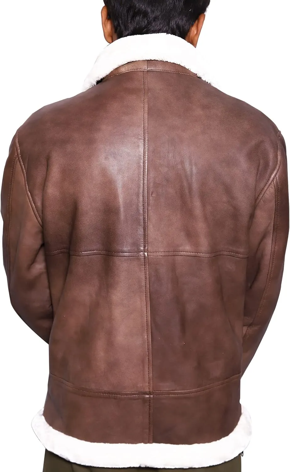 VearFit Vintage Shearling flying aviator Jet Brown Designer Real Leather Jacket For men