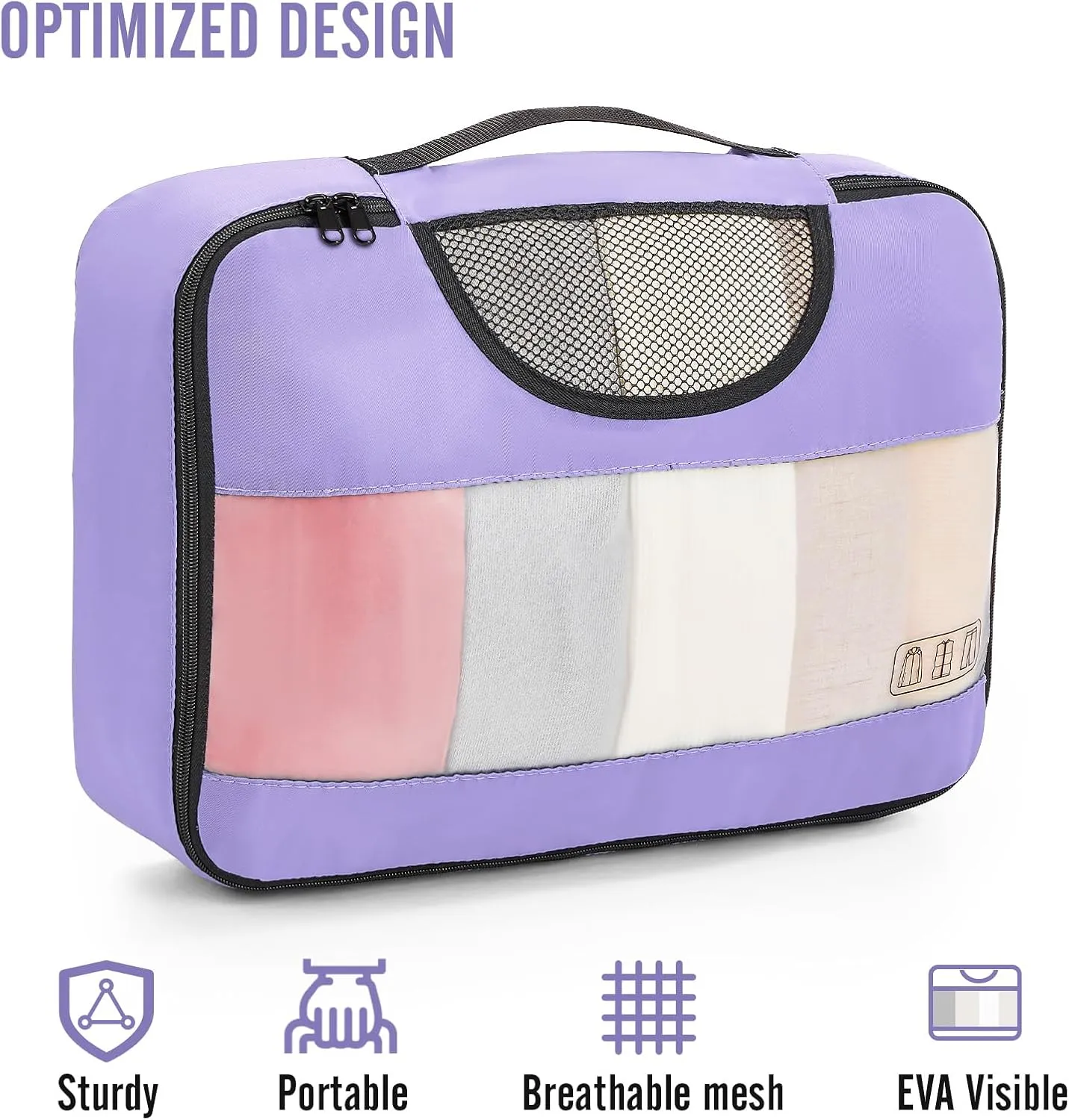Veken 8 Set Packing Cubes for Travel Essentials, Suitcase Organizer Bags Set for Luggage, Road Trip Travel Accessories in 4 Sizes (Extra Large, Large, Medium, Small), Purple
