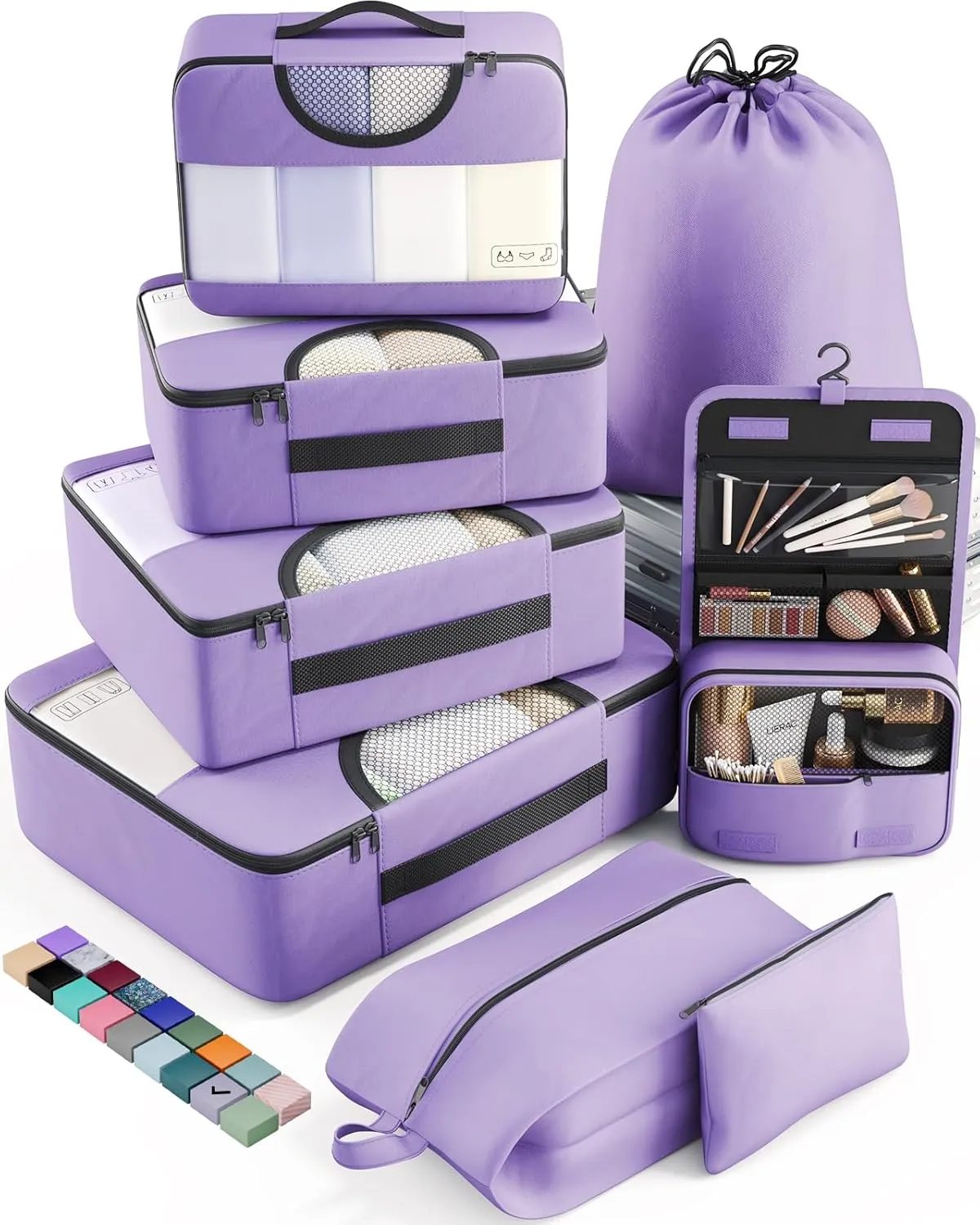 Veken 8 Set Packing Cubes for Travel Essentials, Suitcase Organizer Bags Set for Luggage, Road Trip Travel Accessories in 4 Sizes (Extra Large, Large, Medium, Small), Purple