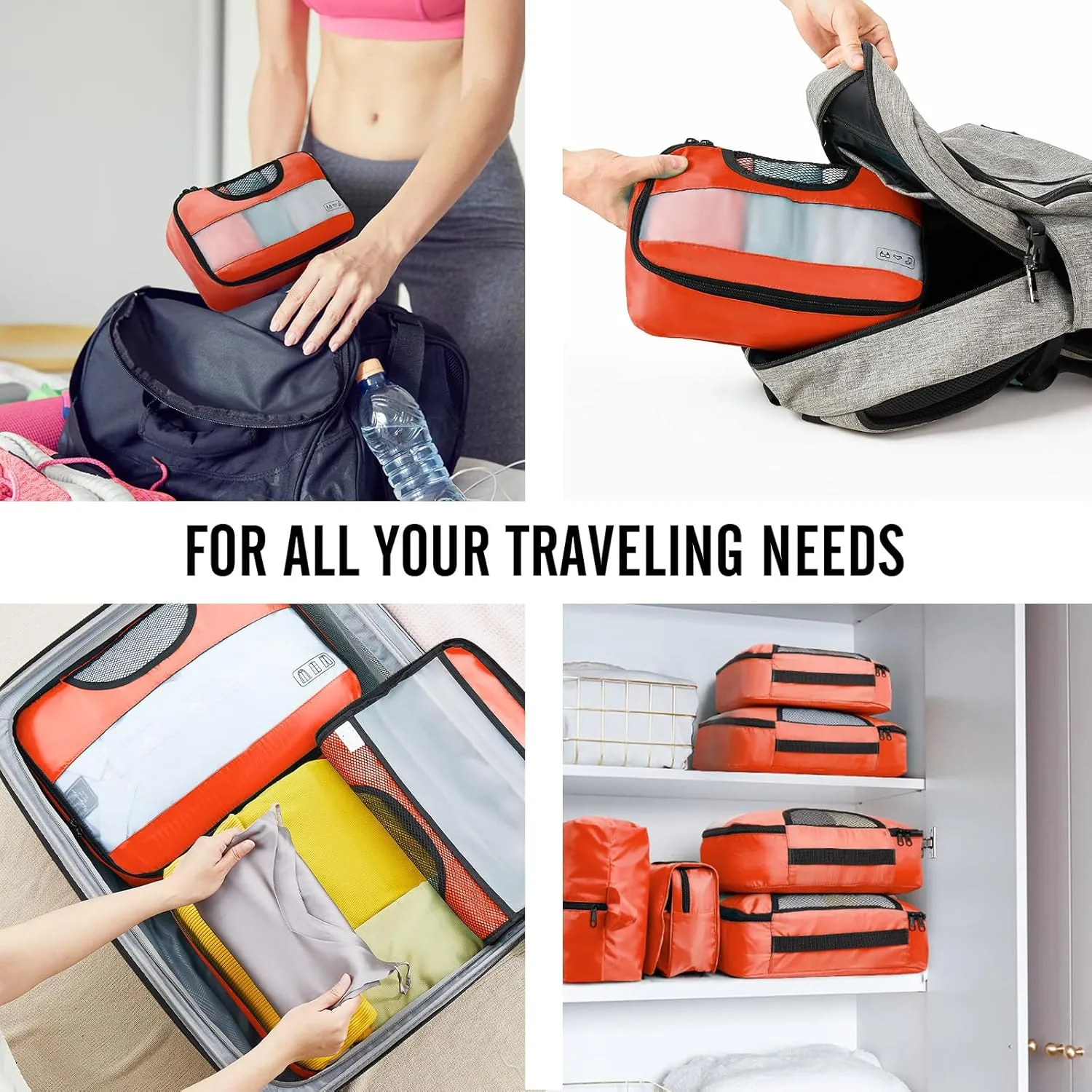 Veken 8 Set Packing Cubes for Travel Essentials, Suitcase Organizer Bags Set for Luggage, Road Trip Travel Accessories in 4 Sizes (Extra Large, Large, Medium, Small)
