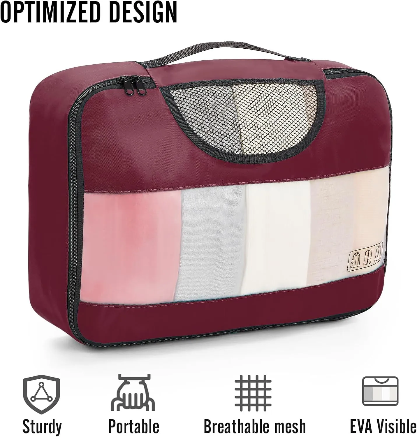 Veken 8 Set Packing Cubes for Travel Essentials, Suitcase Organizer Bags Set for Luggage, Road Trip Travel Accessories in 4 Sizes (Extra Large, Large, Medium, Small)