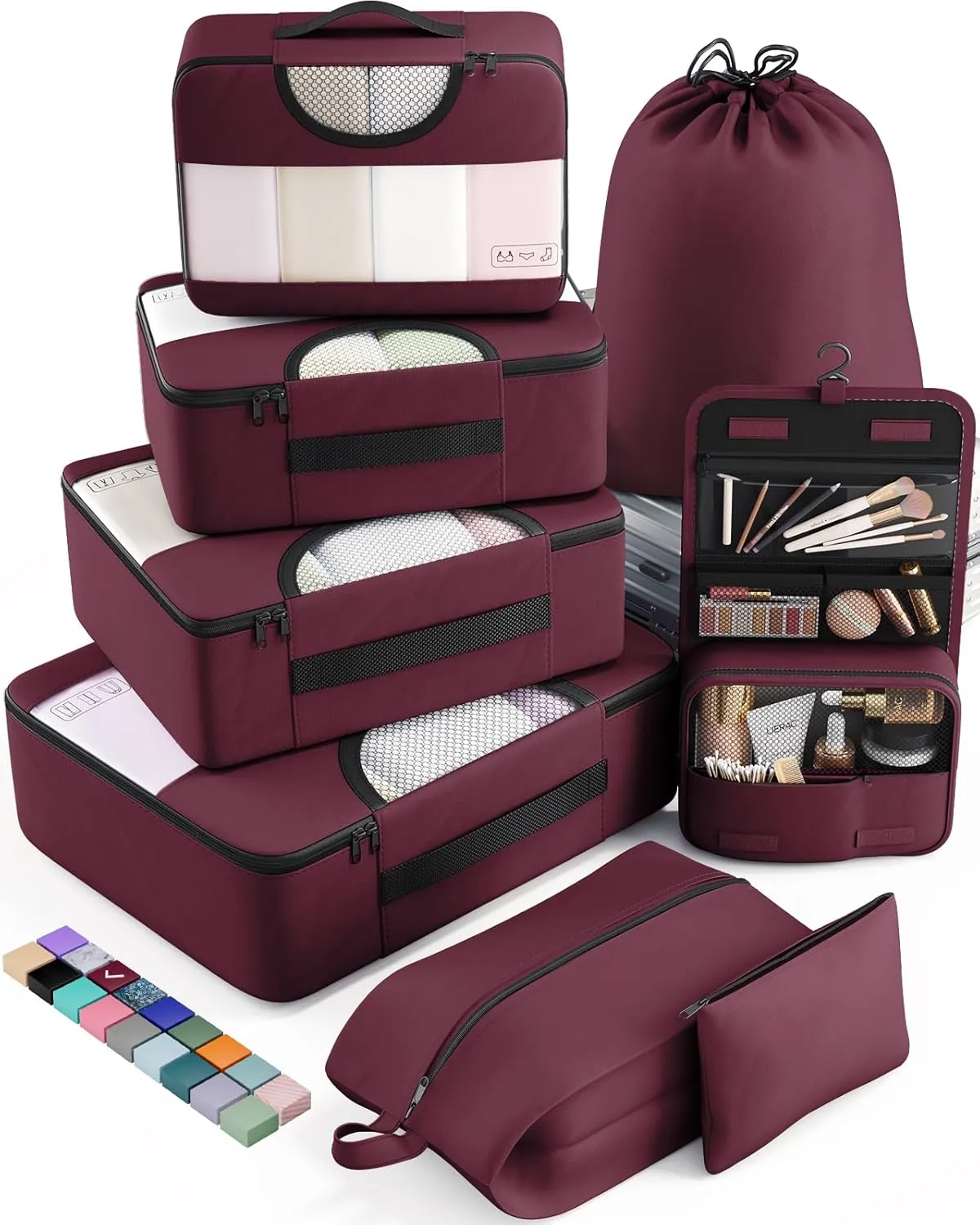 Veken 8 Set Packing Cubes for Travel Essentials, Suitcase Organizer Bags Set for Luggage, Road Trip Travel Accessories in 4 Sizes (Extra Large, Large, Medium, Small)