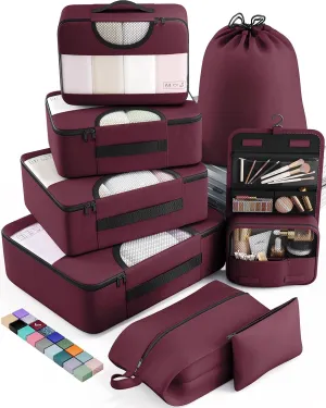 Veken 8 Set Packing Cubes for Travel Essentials, Suitcase Organizer Bags Set for Luggage, Road Trip Travel Accessories in 4 Sizes (Extra Large, Large, Medium, Small)