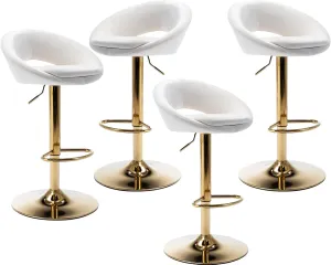 Velvet Swivel Bar Stools Set of 4 with Open Back, Upholstered Adjustable Bar Height Bartools Modern Counter Height Barstools Island Chairs with Gold Legs for Kitchen/Home Bar/Pub, Beige