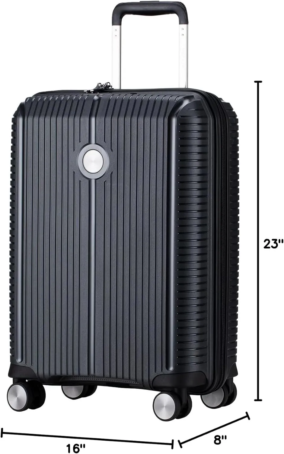 Verage Carry On Luggage with Spinner Wheels,20 Inch Lightweight PP Hardshell Suitcases,International carry on luggage 22x14x9 airline approved,Dark Grey,Carry-On with Laptop Compartment