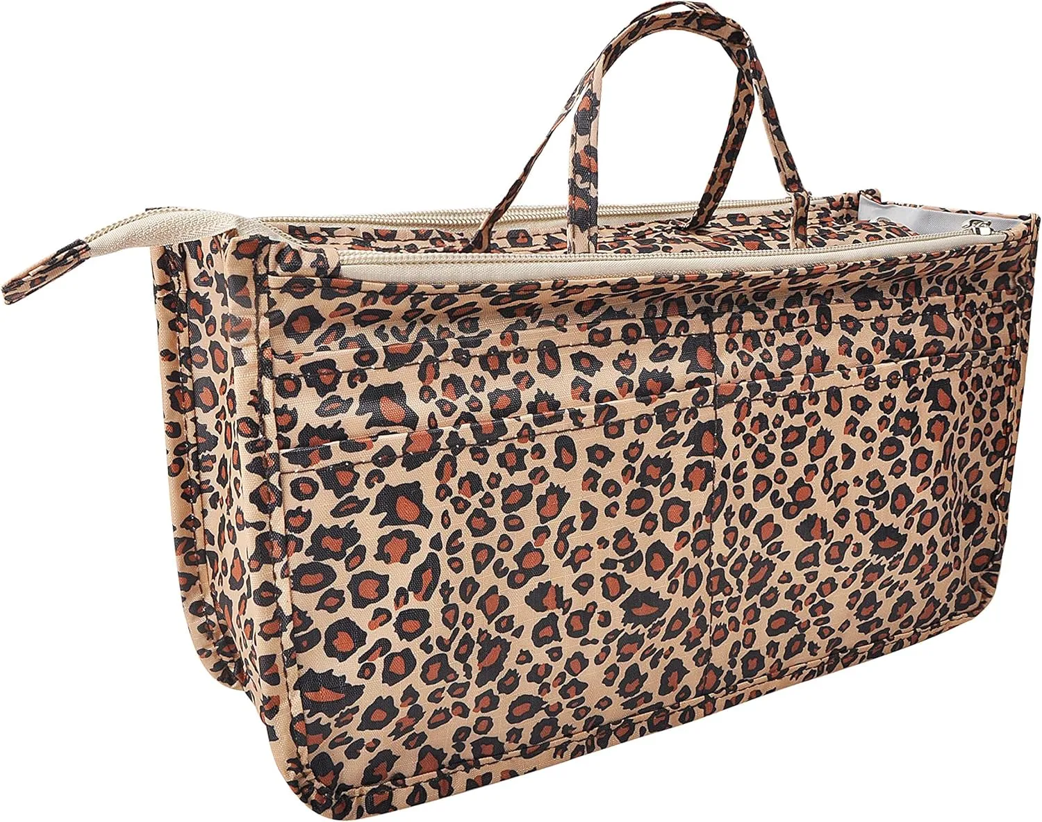 Vercord Patterned Purse Handbag Tote Pocketbook Bag Organizer Insert with Zipper Handle for Women Large Leopard