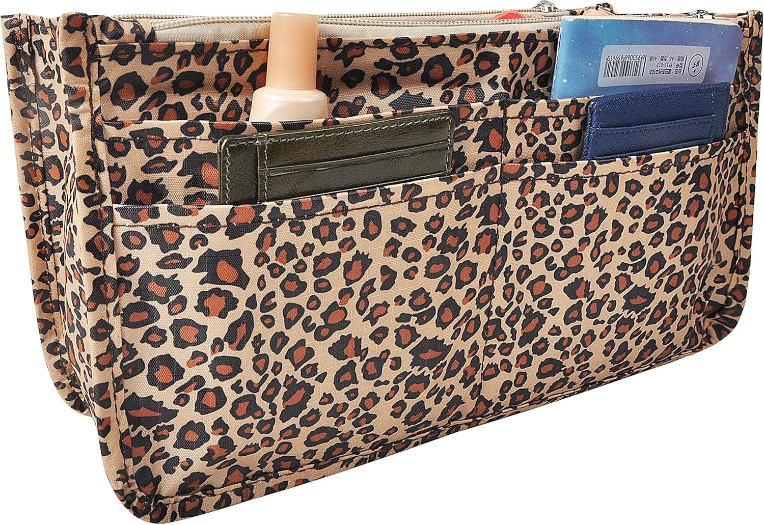 Vercord Patterned Purse Handbag Tote Pocketbook Bag Organizer Insert with Zipper Handle for Women Large Leopard