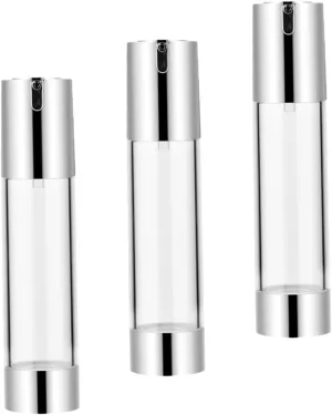 VICASKY 3pcs Travel Lotion Bottles Airless Pump Jars Mini Toiletry Containers for Creams