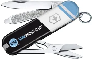 Victorinox Classic SD Swiss Army Knife – Compact 7 Function Swiss Made Pocket Knife with Small Blade, Screwdriver and Key Ring – Utah Hockey Club