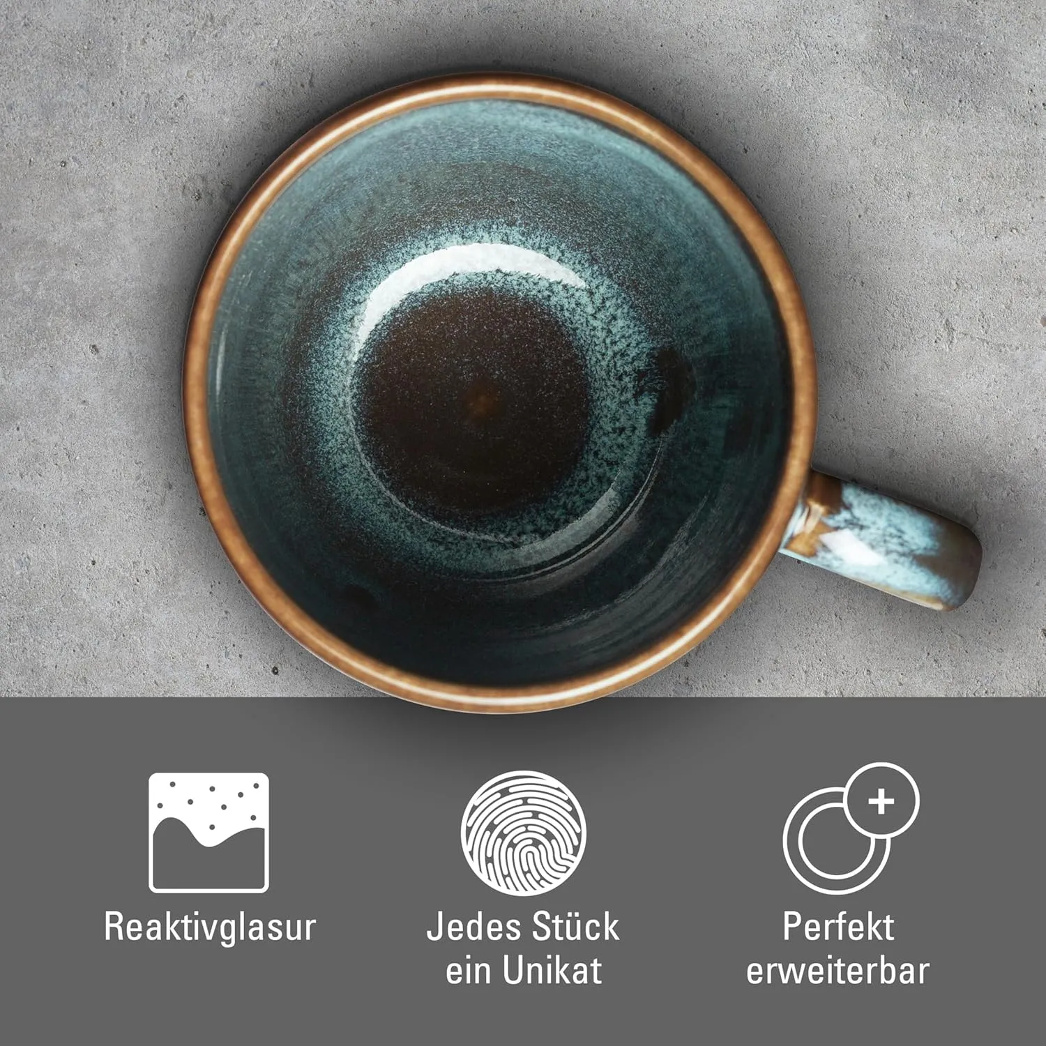 Villeroy & Boch Lave Glace Mug with Handle, Elegant Earthenware Mug for All Day, Turquoise, 13.5 oz, Dishwasher Safe