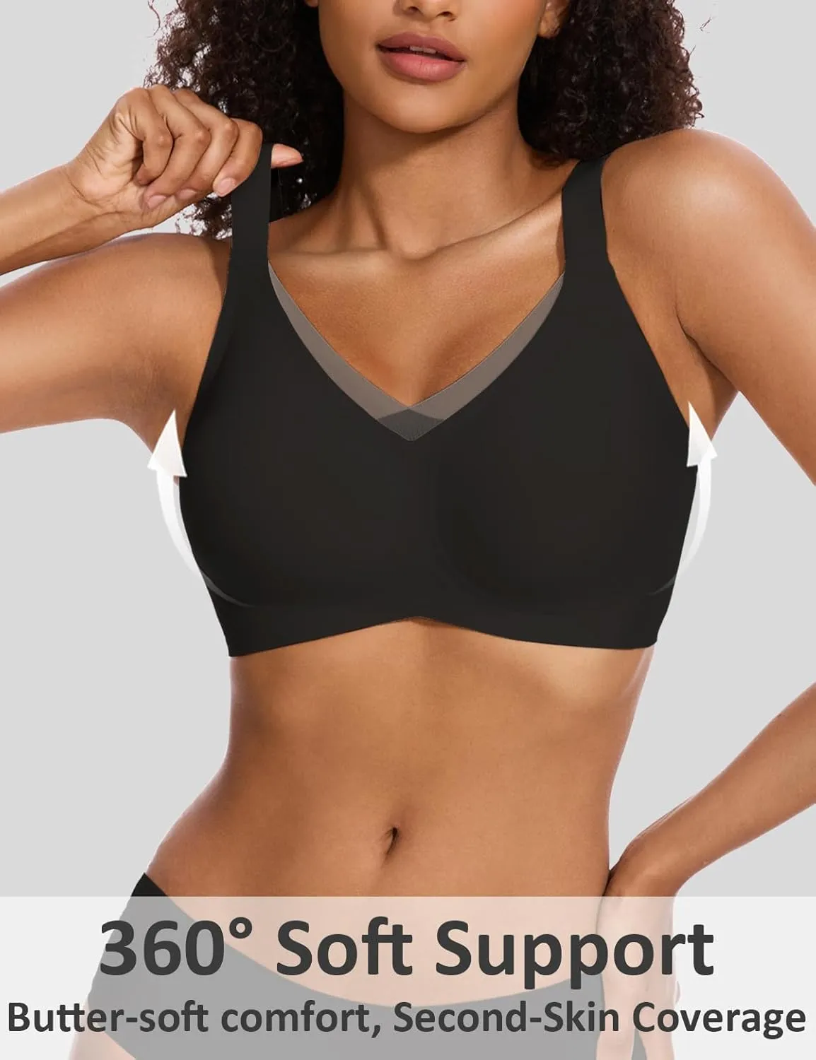 Vinfact Womens V Lace Wireless Seamless Bras No Underwire Comfort Push Up Bras Supportive Full Coverage Bralettes T Shirt Bra