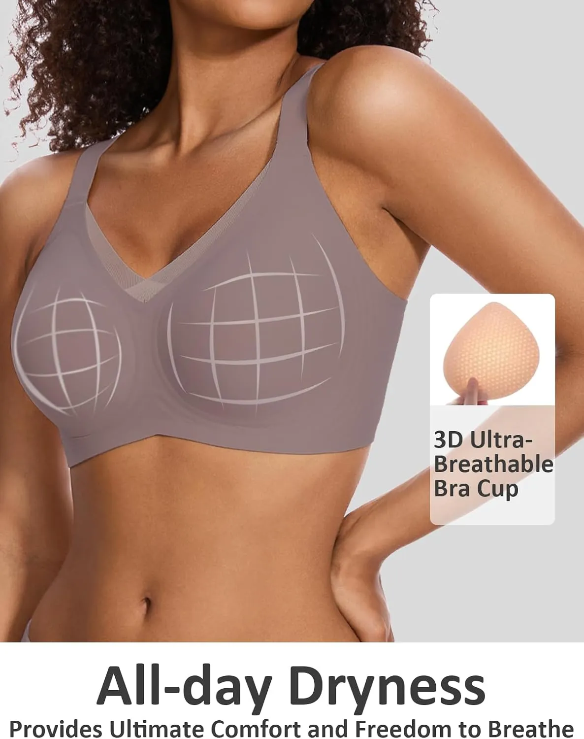 Vinfact Womens V Lace Wireless Seamless Bras No Underwire Comfort Push Up Bras Supportive Full Coverage Bralettes T Shirt Bra
