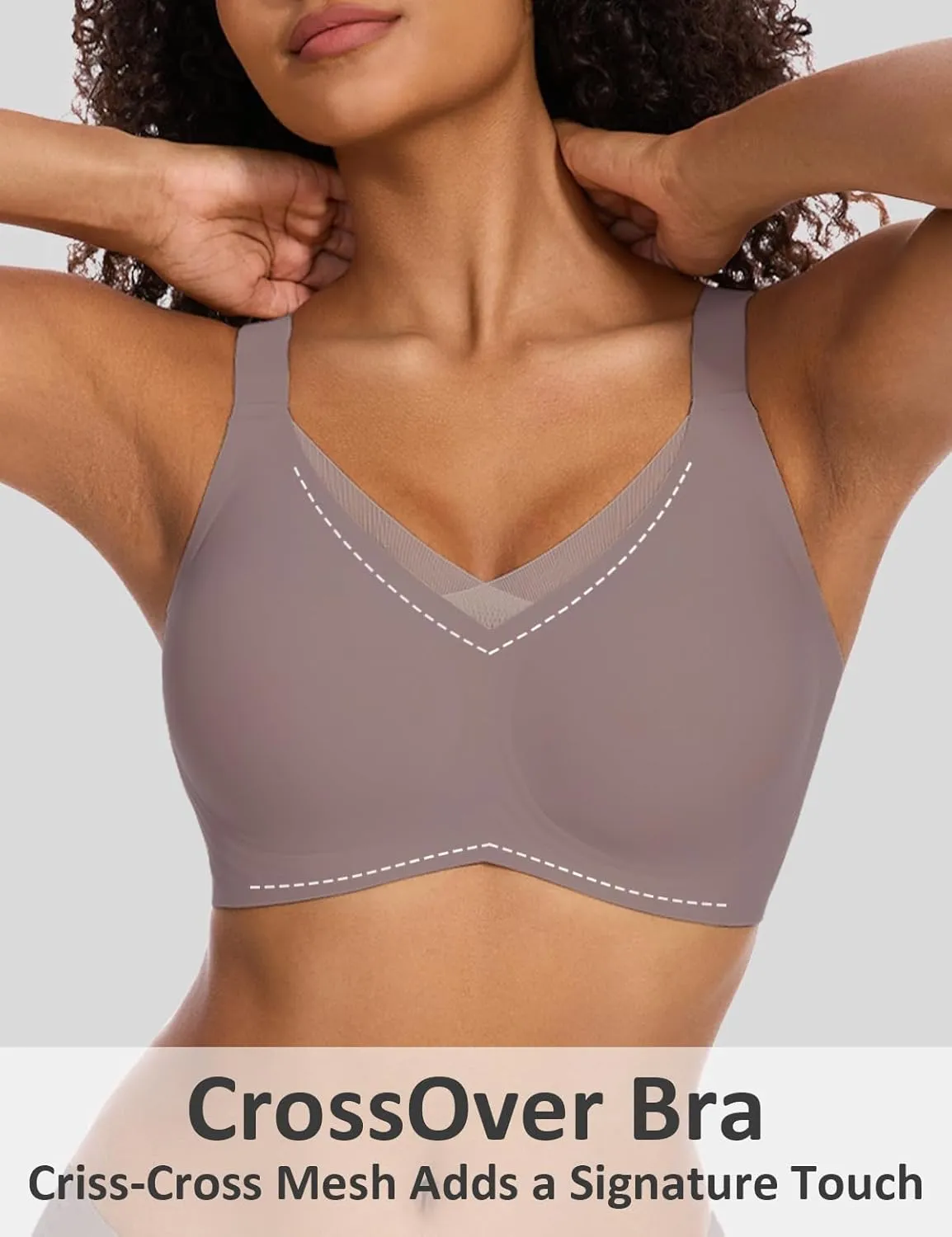 Vinfact Womens V Lace Wireless Seamless Bras No Underwire Comfort Push Up Bras Supportive Full Coverage Bralettes T Shirt Bra