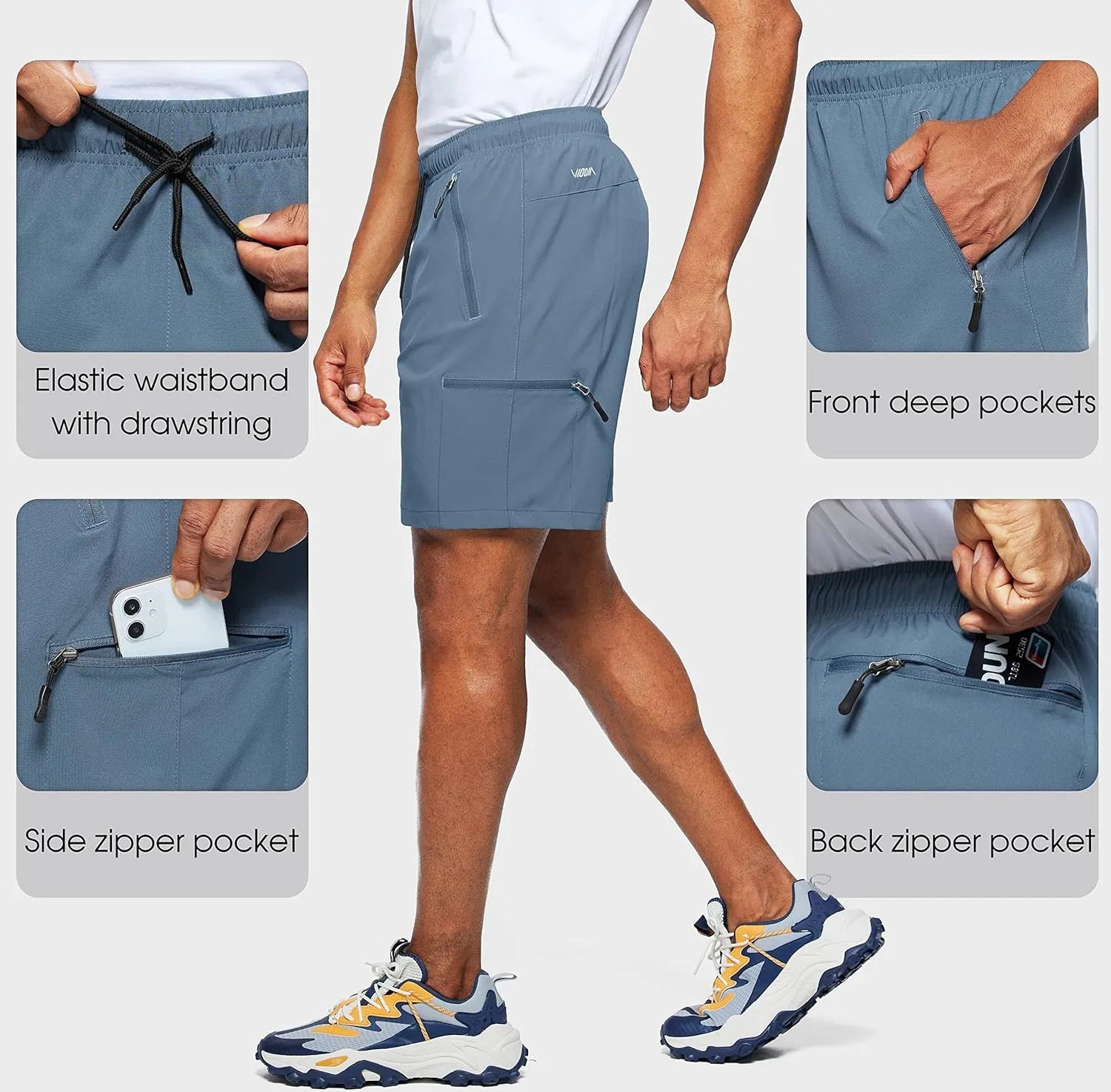 Viodia Men's Hiking Cargo Shorts Stretch Quick Dry Lightweight Shorts for Men Fishing Athletic Shorts with Pockets
