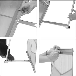 Vispronet Mesh Brochure Holder - 0.9ft x 4.6ft Portable Literature Stand with 4 Pockets & Carrying Bag, Collapsible Literature Rack For Businesses, Standing Brochure Holder, Trade Show Supplies