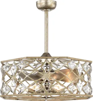 Warehouse of Tiffany Teodora 28-inch Antique Silver 6 Lights 3 Blades Lighted Ceiling Fan with Remote