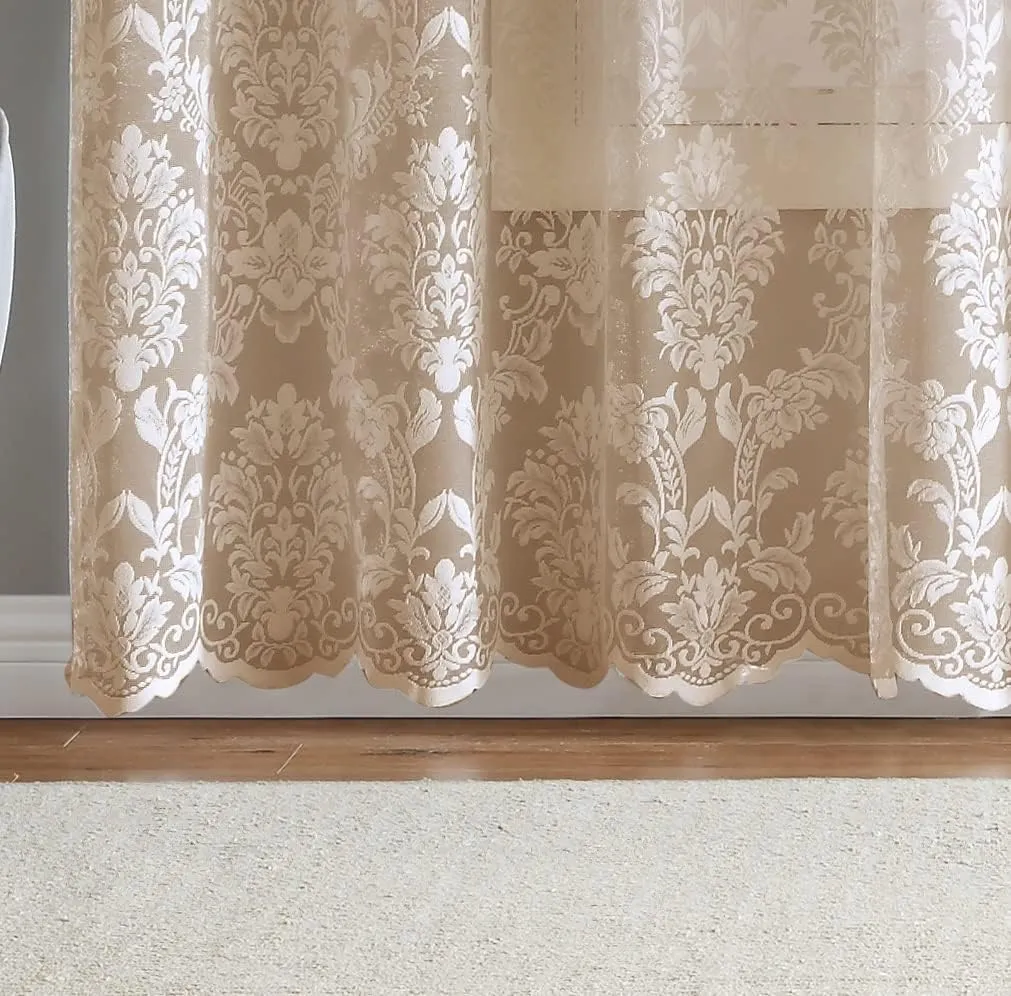 Warm Home Designs Extra Wide 102" x 84" Golden Linen Color Knitted Lace Patio or Sliding Door Curtains. 16 Grommets Total. Chic, Free Flowing Design at Affordable Price. LI Linen Patio 84"