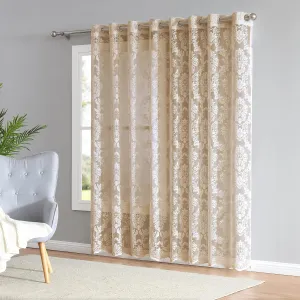 Warm Home Designs Extra Wide 102" x 84" Golden Linen Color Knitted Lace Patio or Sliding Door Curtains. 16 Grommets Total. Chic, Free Flowing Design at Affordable Price. LI Linen Patio 84"