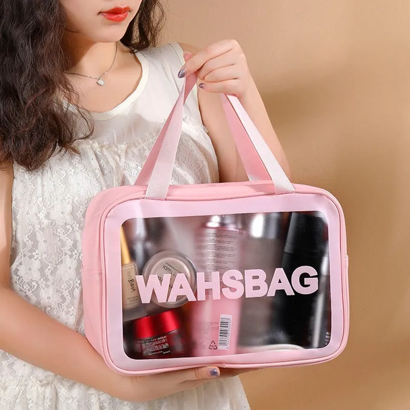 Waterproof Toiletry Bag with Dry-Wet Separation – Large-Capacity Travel Makeup Organizer, Portable Transparent PVC Wash Bag