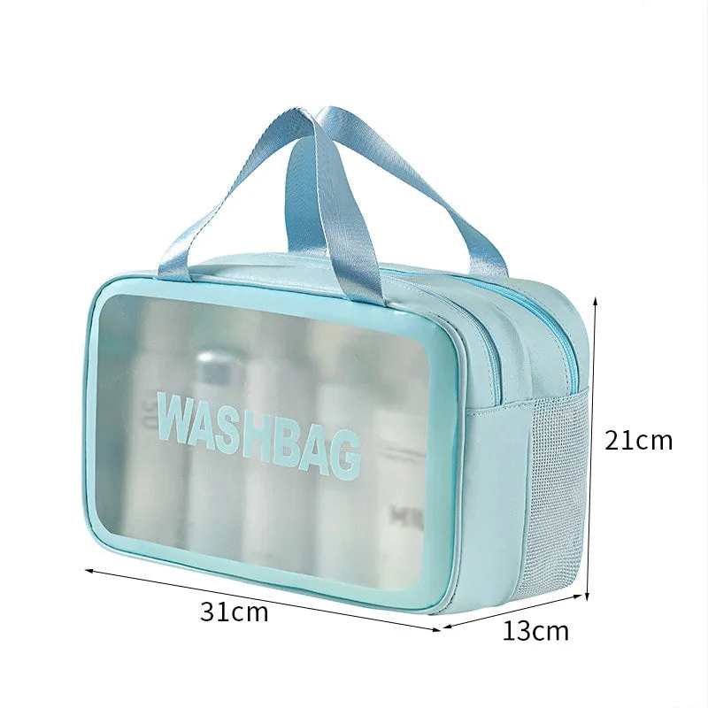 Waterproof Toiletry Bag with Dry-Wet Separation – Large-Capacity Travel Makeup Organizer, Portable Transparent PVC Wash Bag