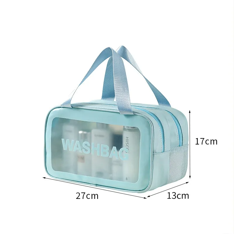 Waterproof Toiletry Bag with Dry-Wet Separation – Large-Capacity Travel Makeup Organizer, Portable Transparent PVC Wash Bag