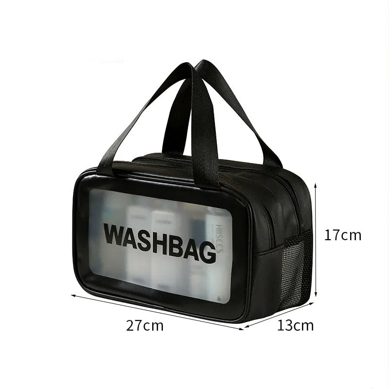 Waterproof Toiletry Bag with Dry-Wet Separation – Large-Capacity Travel Makeup Organizer, Portable Transparent PVC Wash Bag