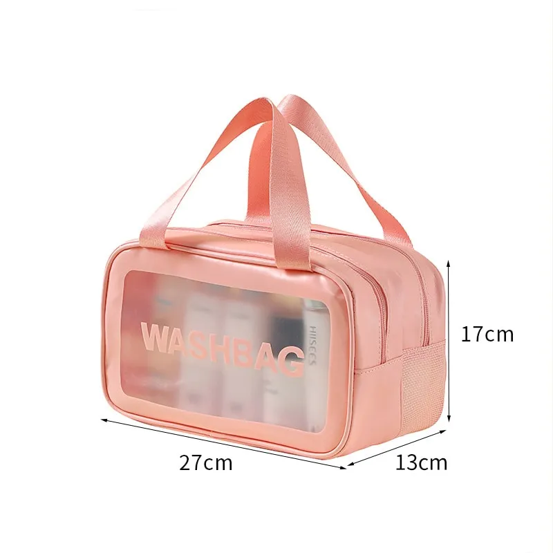 Waterproof Toiletry Bag with Dry-Wet Separation – Large-Capacity Travel Makeup Organizer, Portable Transparent PVC Wash Bag