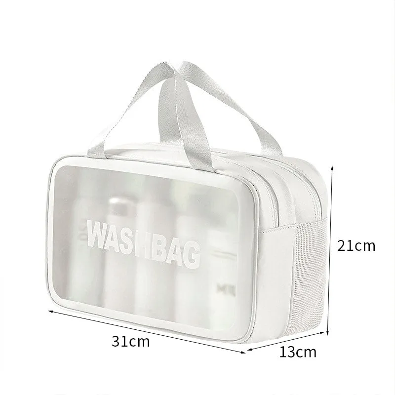 Waterproof Toiletry Bag with Dry-Wet Separation – Large-Capacity Travel Makeup Organizer, Portable Transparent PVC Wash Bag