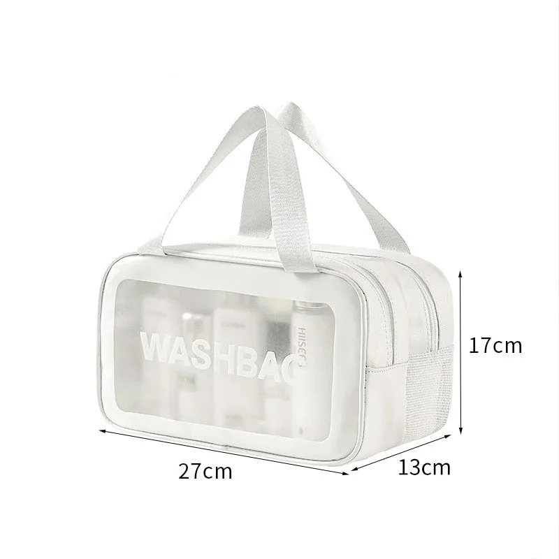 Waterproof Toiletry Bag with Dry-Wet Separation – Large-Capacity Travel Makeup Organizer, Portable Transparent PVC Wash Bag
