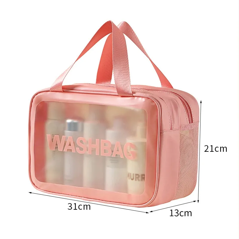 Waterproof Toiletry Bag with Dry-Wet Separation – Large-Capacity Travel Makeup Organizer, Portable Transparent PVC Wash Bag