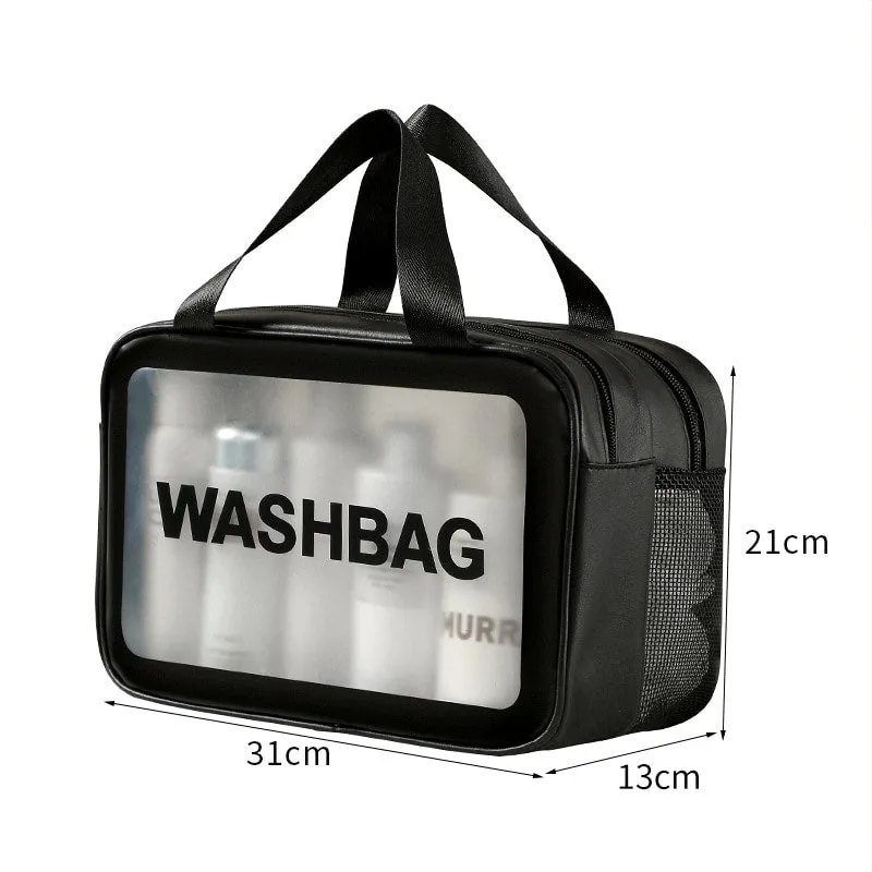 Waterproof Toiletry Bag with Dry-Wet Separation – Large-Capacity Travel Makeup Organizer, Portable Transparent PVC Wash Bag