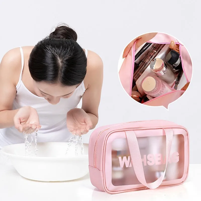 Waterproof Toiletry Bag with Dry-Wet Separation – Large-Capacity Travel Makeup Organizer, Portable Transparent PVC Wash Bag