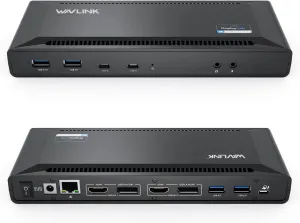 WAVLINK Universal USB C Laptop Docking Station Dual Monitors 5K/4K@60Hz with 65W Host Charging for Thunderbolt 4/3, USB-C Windows, Mac, Chrome, Ubuntu 20.04,22.04(2HDMI, 2DP, 6USB 3.0, 1Gbps Ethernet