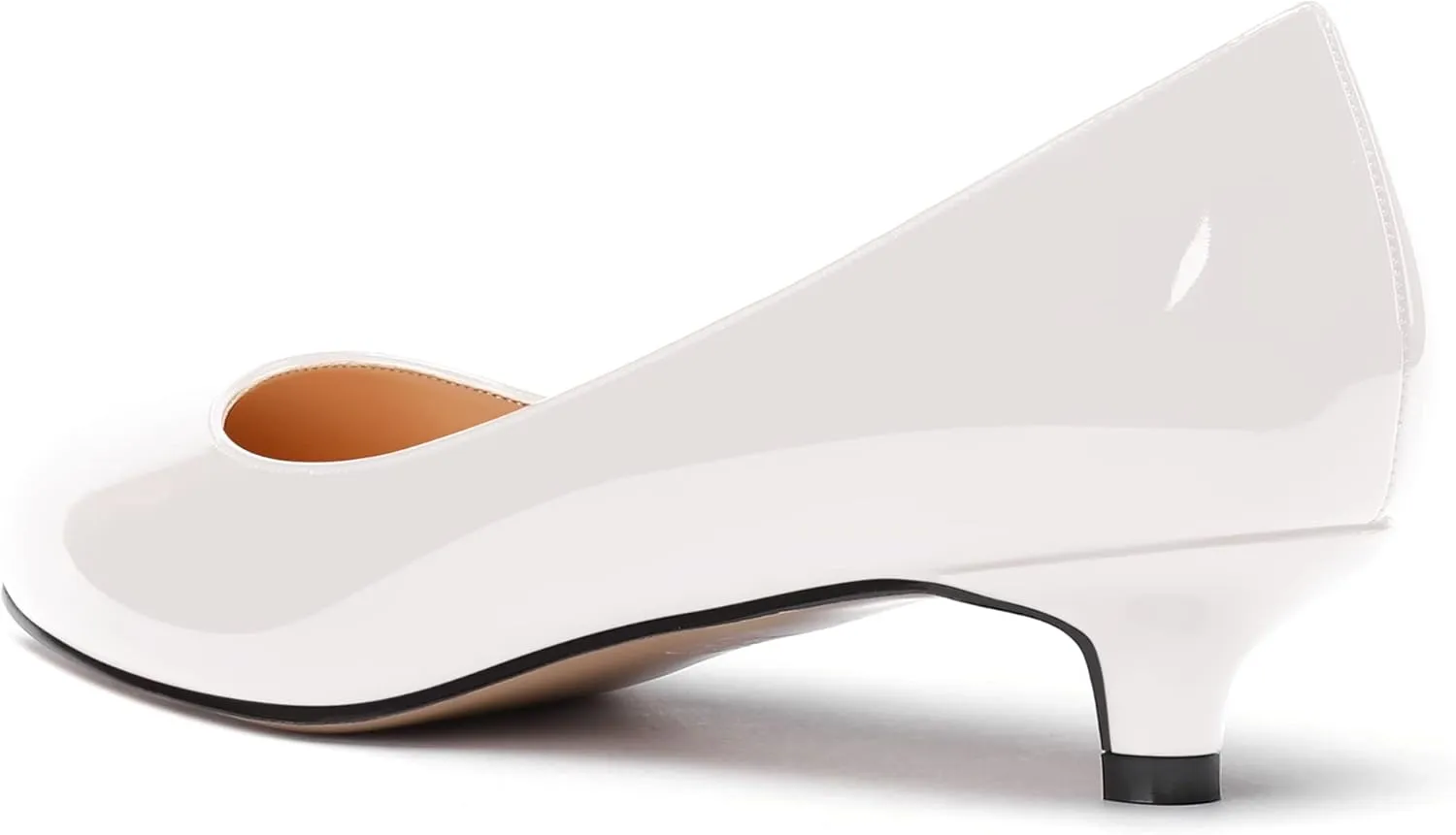 WAYDERNS Women's Patent Round Toe Slip On Low Kitten Heel Pumps Offress Work Dress Shoes 1.5 Inch