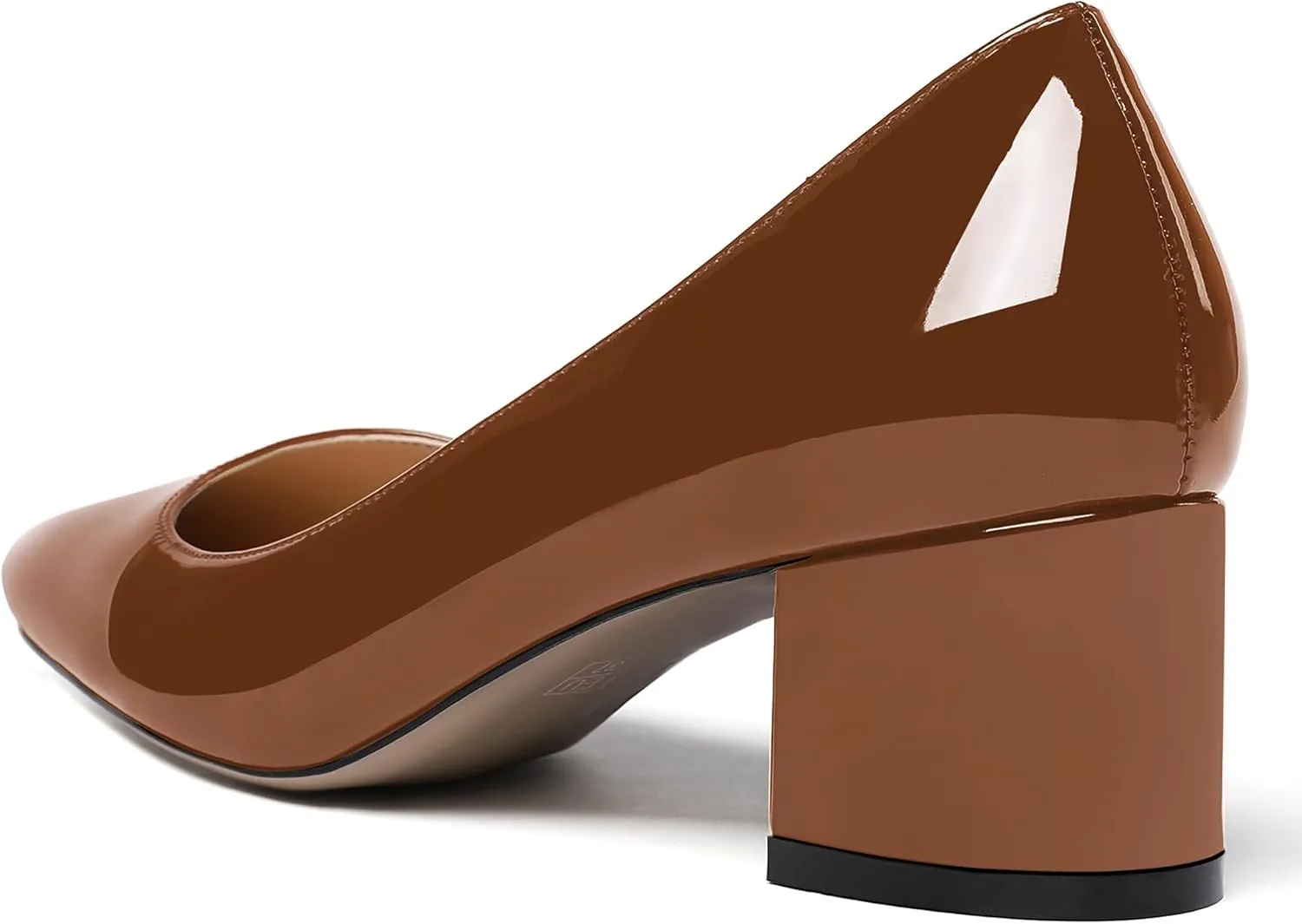 WAYDERNS Women's Pointed Toe Patent Leather Slip On Chunky Low Heel Pumps Office Work Dress Court Shoes 2 Inch
