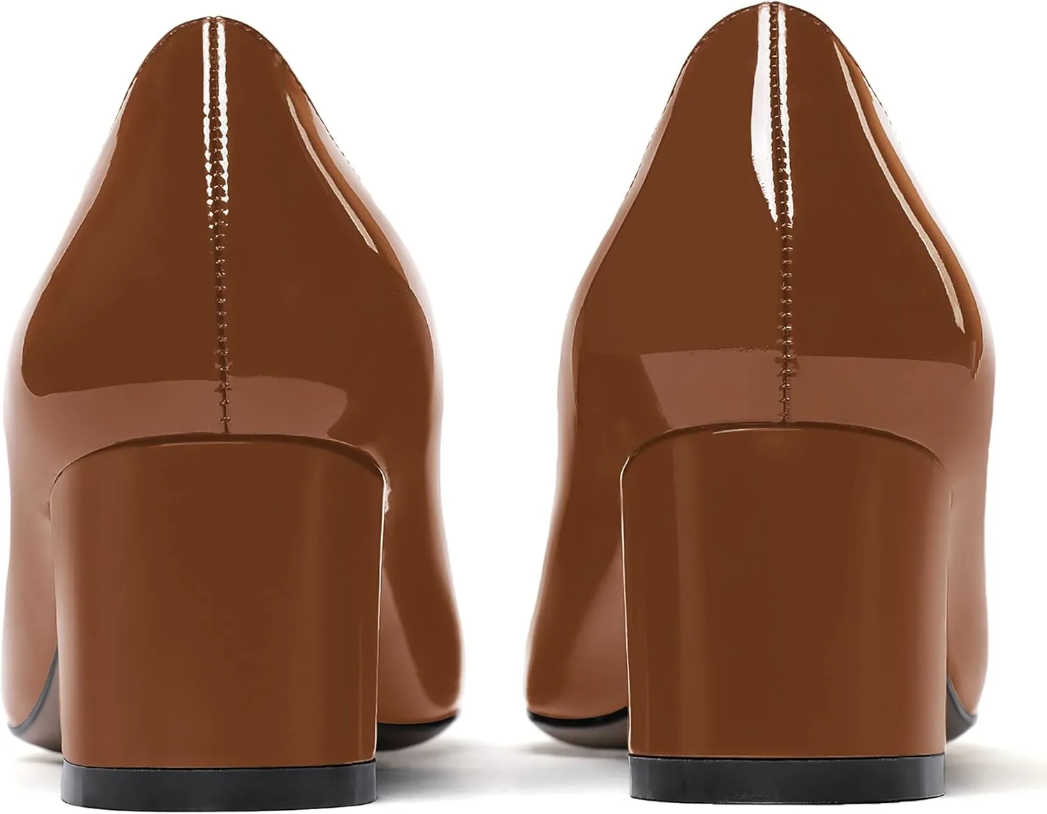 WAYDERNS Women's Pointed Toe Patent Leather Slip On Chunky Low Heel Pumps Office Work Dress Court Shoes 2 Inch