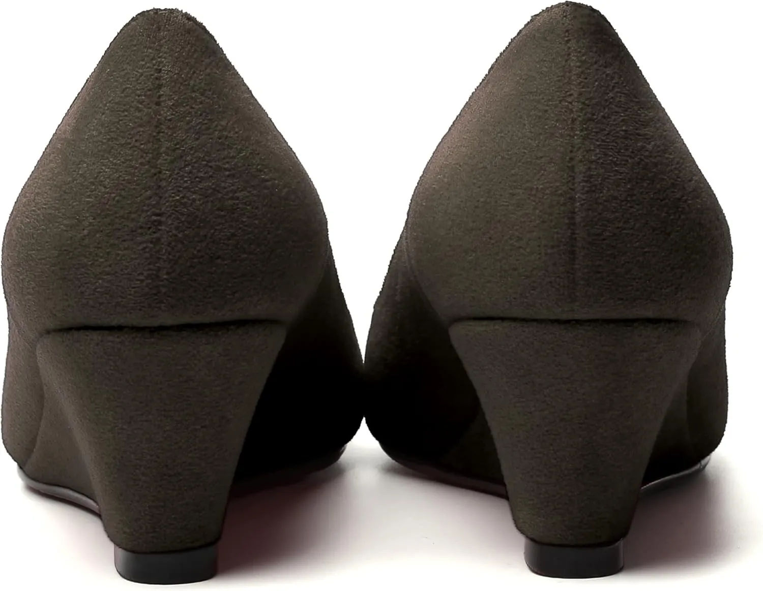 WAYDERNS Womens Solid Round Toe Dating Suede Casual Slip On Wedge Low Heel Pumps Shoes 2 Inch