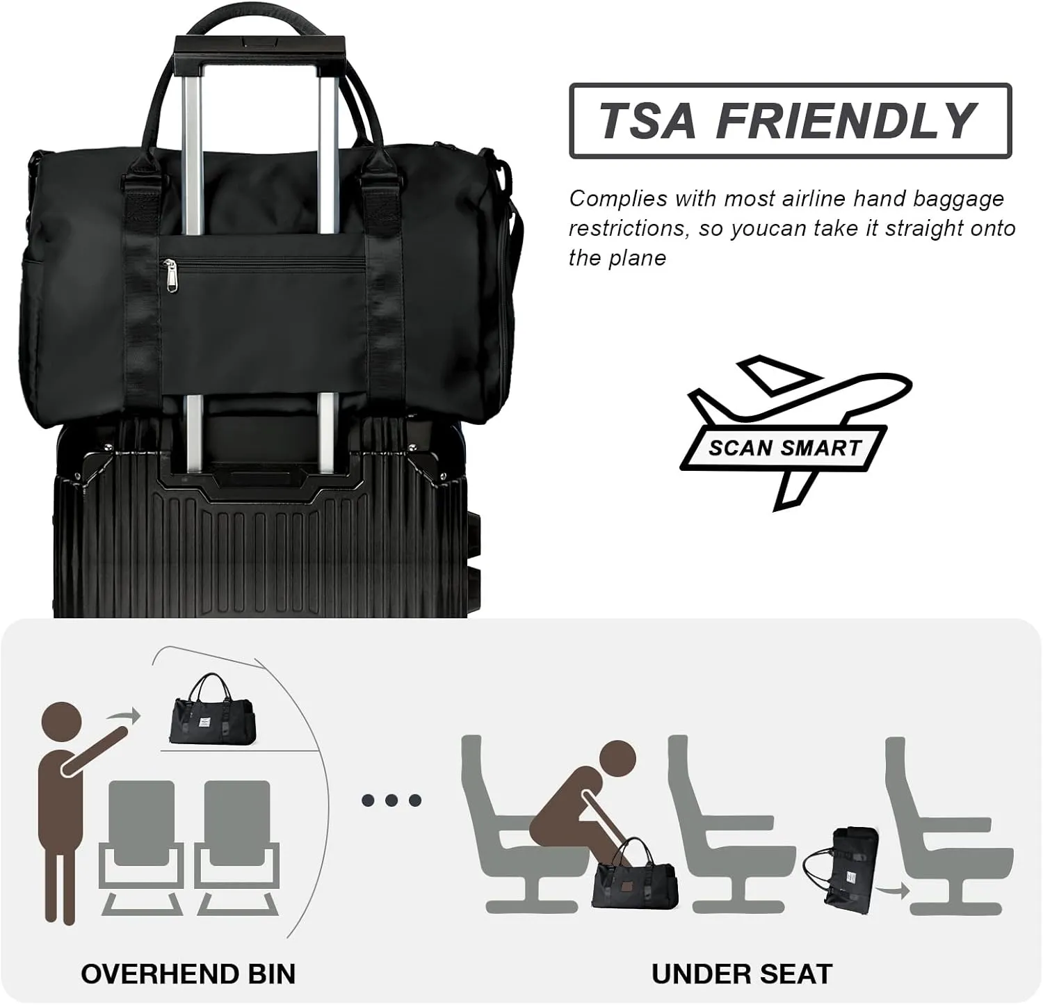 Weekender Duffel Bags for Women with Toiletry Bag, Travel Totes Bag for Airplane, Cute Sports Gym Dance Bag Overnight Luggage Bag with Wet Pocket Shoe Compartment, Carry On Hospital Bag