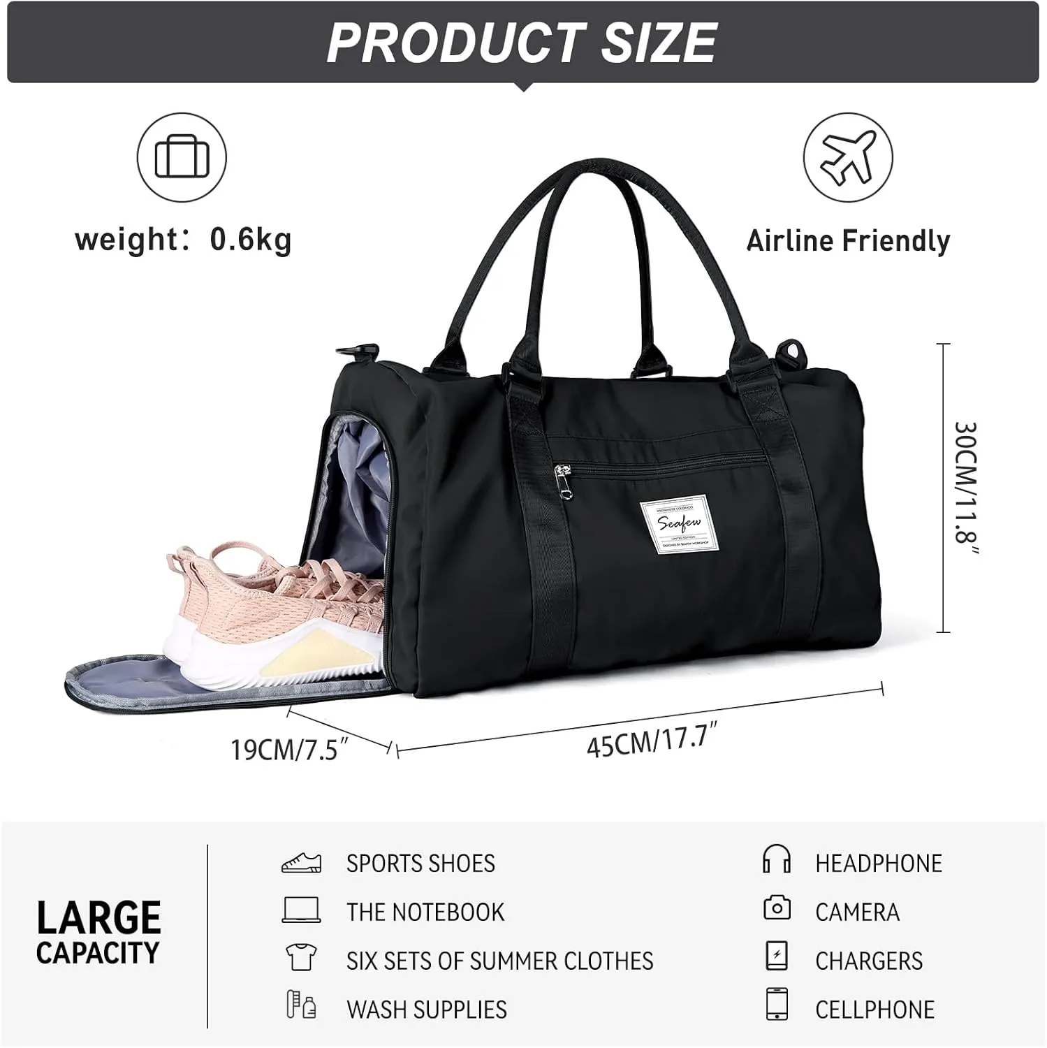 Weekender Duffel Bags for Women with Toiletry Bag, Travel Totes Bag for Airplane, Cute Sports Gym Dance Bag Overnight Luggage Bag with Wet Pocket Shoe Compartment, Carry On Hospital Bag