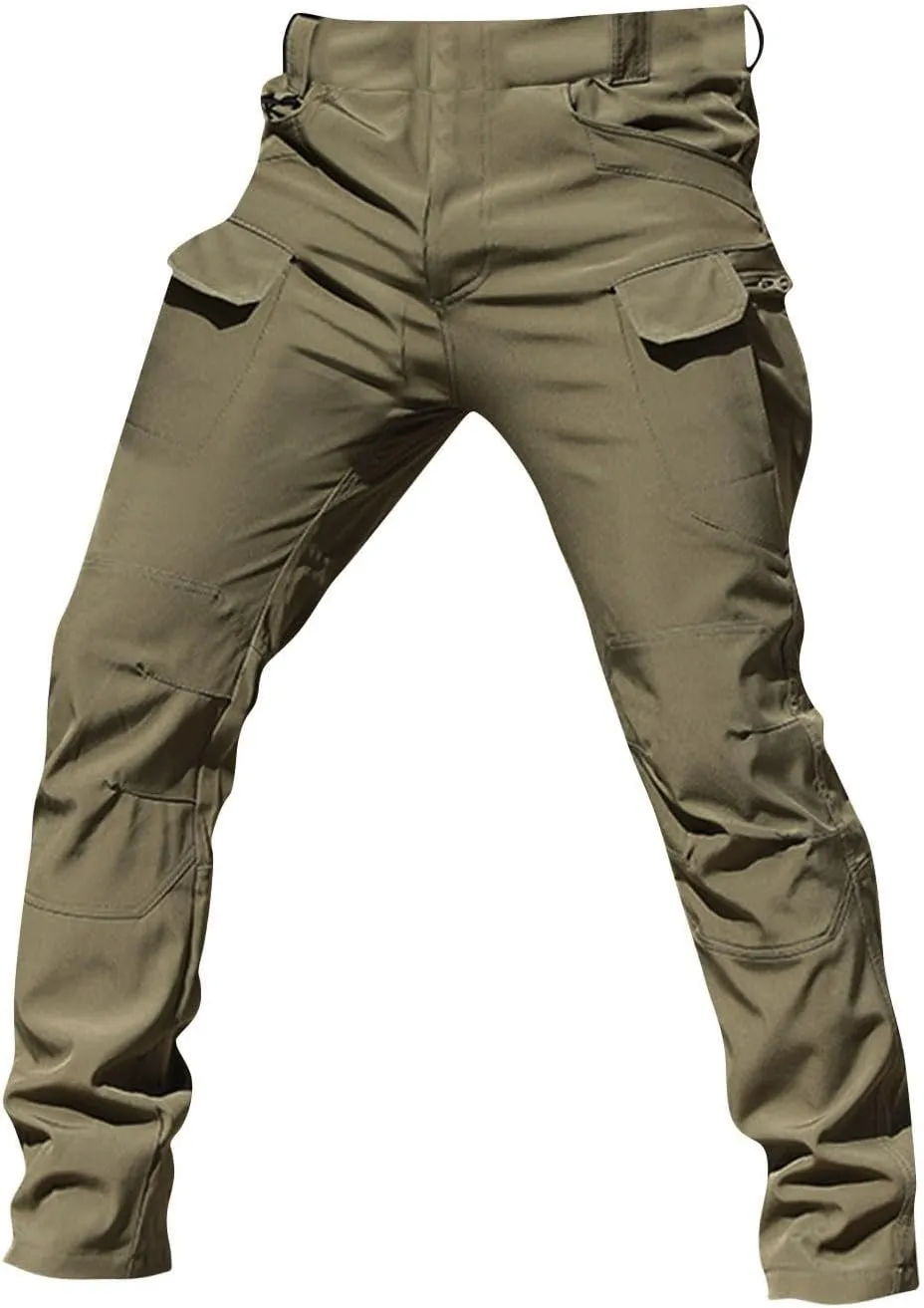 WENKOMG1 Mens Cargo Pants,Solid/Camouflage Military Pants Stretchy Multi Function Multi Pockets Tactical Pants