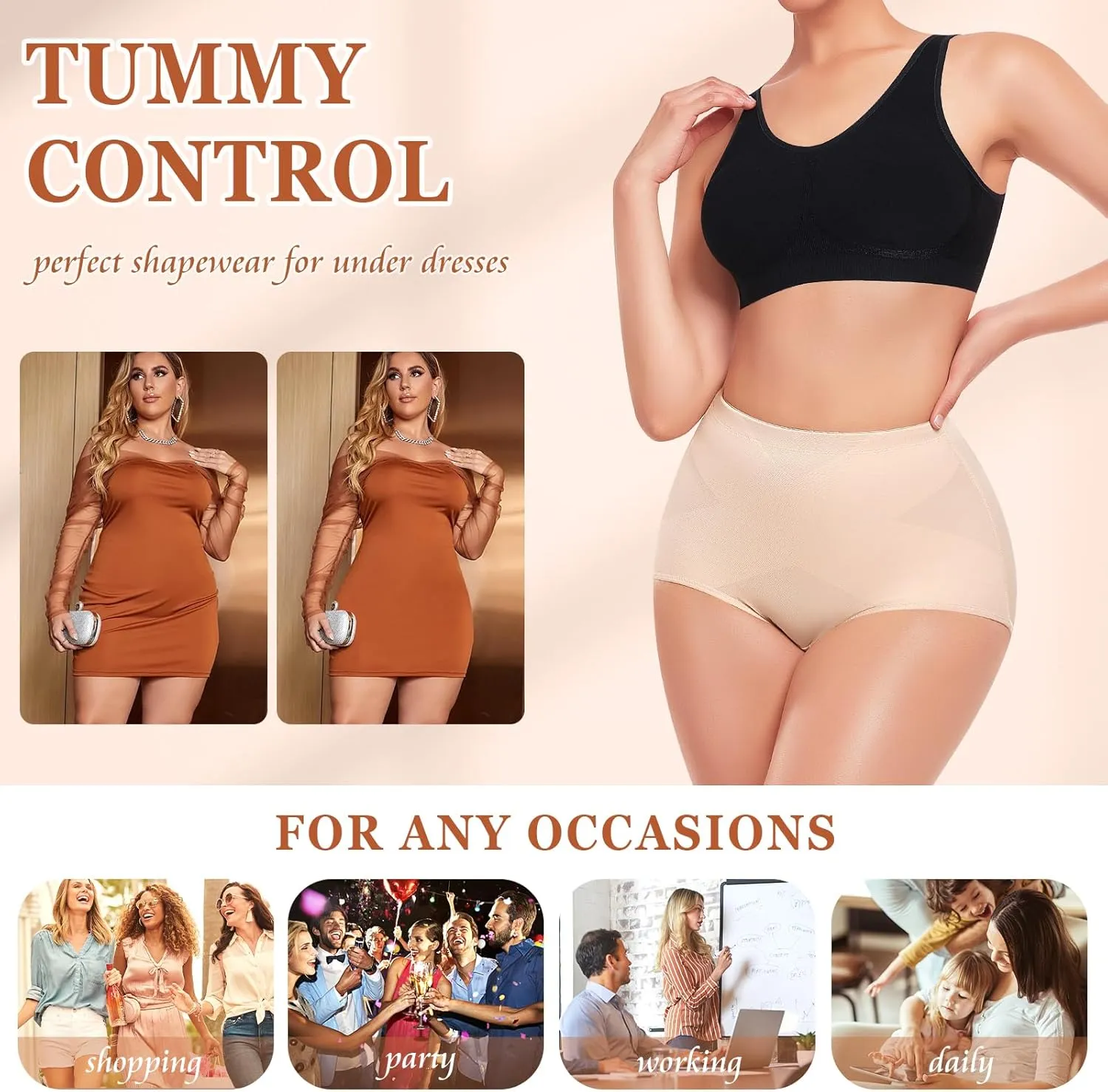 Werena Tummy Control Shapewear for Women Shaping Panties Underwear High Waisted Cincher Body Shaper Slimming Panty Girdle