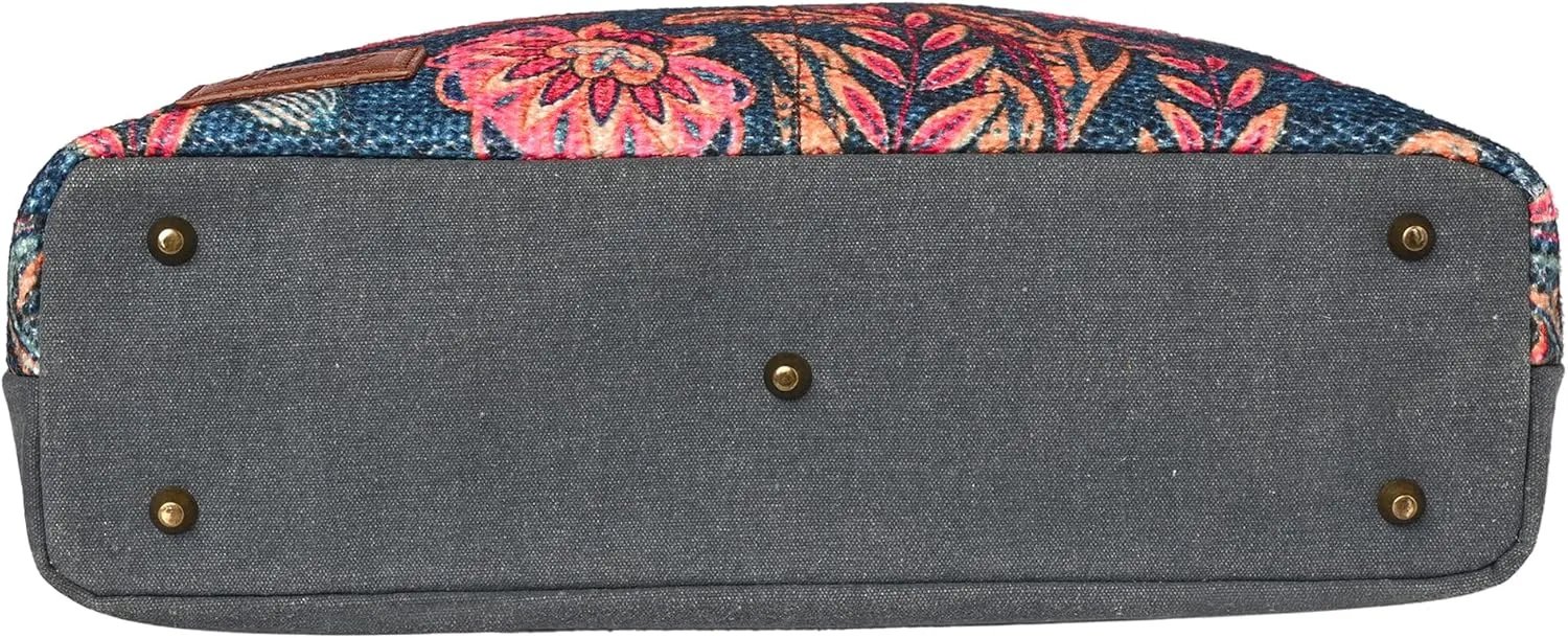 Western Style Upcycled Recycled Vintage Shoulder Bag with Laptop Compartment and Vegan Leather